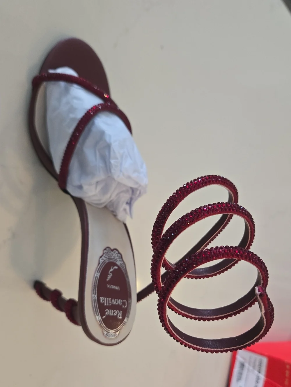 Rene Caovilla Margot Burgundy Sandal